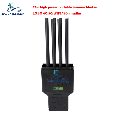 5G Portable Mobile Phone Signal Jammer 8 Channels 28w High Power 50m Radius