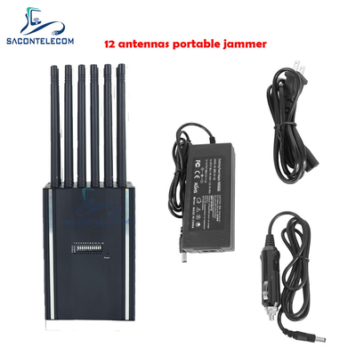 Portable Cell Phone Jammer Blocker 12 Channels 12w America Type Europe Type