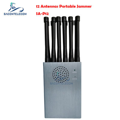 12 Bands 30m Radius Portable Signal Jammer with Built-in Battery for 4G 5G GPS Lojack
