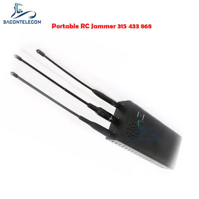 10W Output Power Car Remote Signal Jammer with 8000mAh Battery and Omni Antennas for RC315 RC433 RC868 Frequencies