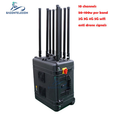 500W High Power Manpack Bomb Jammer with 10 Antennas and 300m Range for Convoy Protection