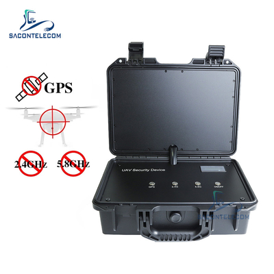 3 Bands Portable Drone Signal Jammer WiFi GPS 65w Suitcase UAV Drone Signal Blocker