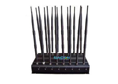 Desktop Wifi Mobile Phone Signal Jammer 16 Bands With 38w Power , 238x60x395mm Size