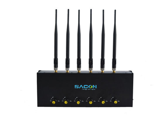 6 Antennas Adjustable Output Power Mobile Phone Signal Jammer with 40 Meters Range