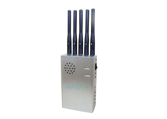Portable 5 Bands Wifi Signal Jammer with 2.5W Output Power and 20m Jamming Range for Theatres and Galleries