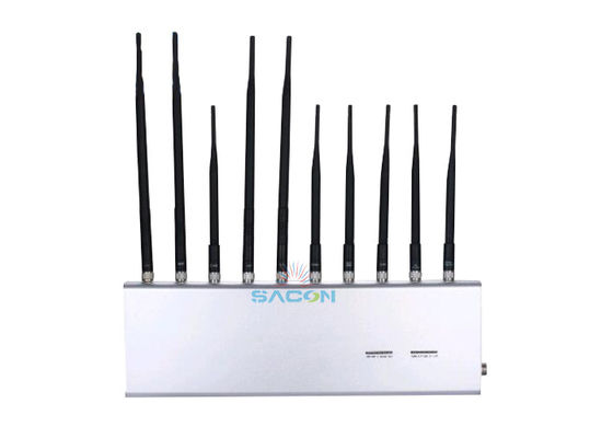 VHF UHF Cell Phone Wifi Jammer 10 Bands High Gain Antenna For School / 