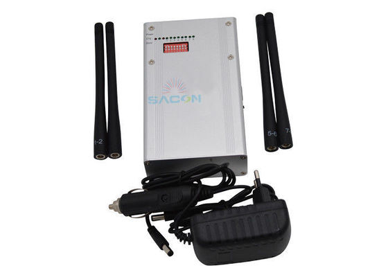 Handheld Digital Cell Phone GPS Jammer with 6.5w Output Power and 4 Antennas for 300-3000 Square Meters Jamming Range