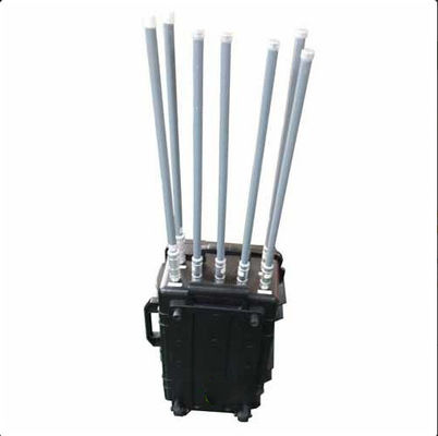 350W High Power Vehicle Mounted Jammer with 47dBm Fiber Glass Antennas and 500m Jamming Range