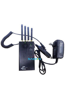 4 Antennas 2W Output Power Portable Signal Jammer with 20m Jamming Range for GSM GPS WiFi Blocking