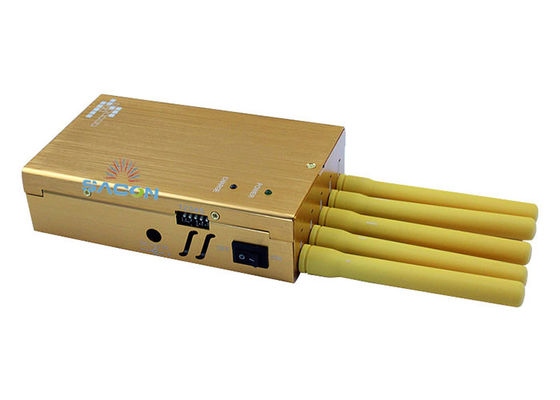 Yellow 5 Antennas Handheld Signal Jammer with 2W Output Power and 20m Jamming Range for GPS WiFi Blocking