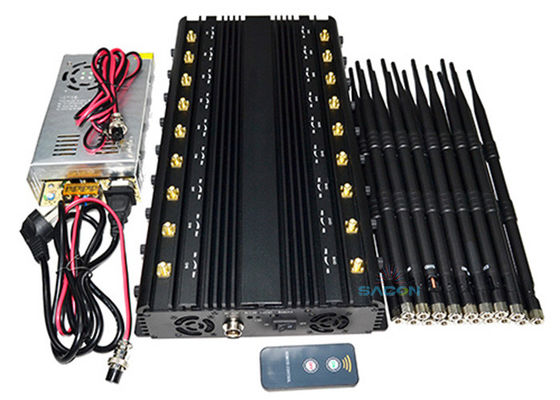 18 Bands Signal Jammer with 5 Cooling Fans and 40m Jamming Radius for WiFi GPS VHF UHF Blocking