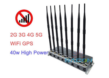 High Power 5G Signal Jammer Blocker 40w 2G 3G 4G 8 Antennas 80 Meters Range