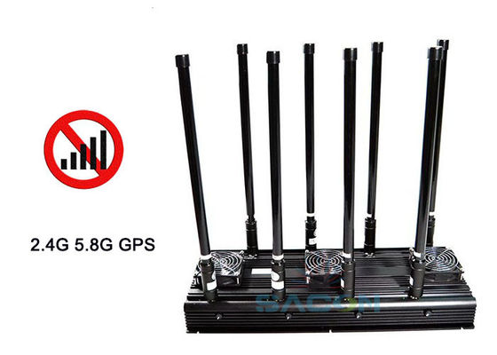 150W Portable UAV Drone Signal Jammer with 8 Antennas for Long-Range Jamming