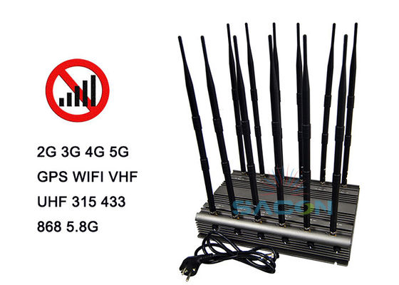 80W 5G Signal Jammer with 12 Antennas and Infrared Remote Control for Mobile Phone Blocking