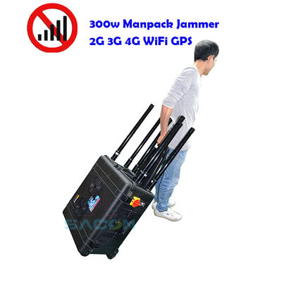 400W Portable Bomb Jammer with 500m Range 8 Antennas for 2G 3G 4G 5G GPS WiFi Signal Blocking
