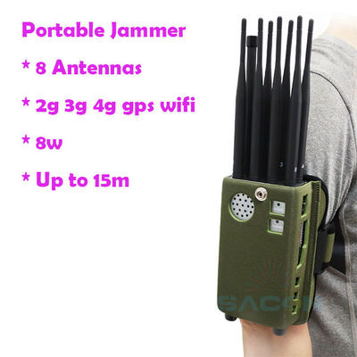 2G 3G 4G 8000mAH 8 Antennas Handheld GPS Signal Jammer