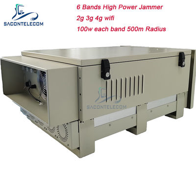 600W 6 Bands Outdoor Prison Signal Jammer with 50-600m Jamming Radius for 2G 3G 4G 5G WiFi GPS