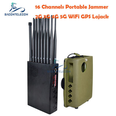 16W Output Power 12000mAh Battery 20m Range Signal Jammer Mobile Phone Blocker GPS Jammer