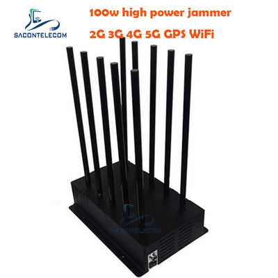 100W High Power 5G Signal Jammer Blocker with 10 Bands and 40m Radius for Indoor Use