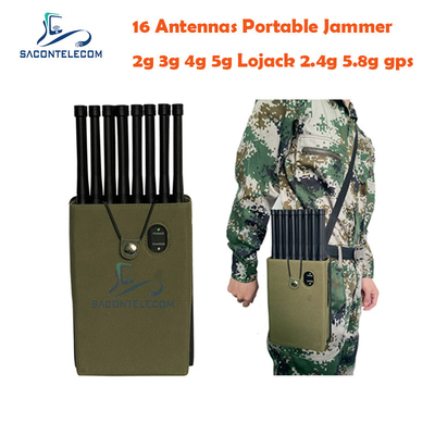 4G LTE 5G Lojack Portable Signal Jammer PHS PCS 16 Antennas 16w