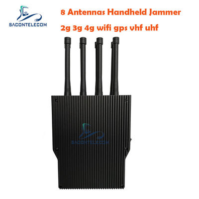 8 Antennas 38W High Power Portable Signal Jammer with 50m Radius for Mobile Phone Blocking