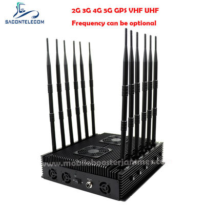12 Antennas 80W Power Multi-Frequency Signal Jammer Desktop WiFi Blocker for 2G 3G 4G 5G WiFi GPS