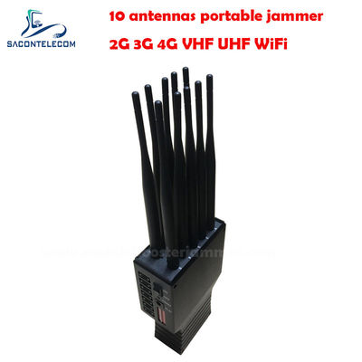 20m Radius Portable Signal Jammer with 4500mAh Battery and 10 Channels for GSM DCS CDMA 3G 4G WiFi