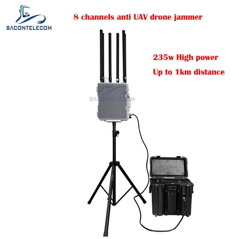 Waterproof Outdoor Drone Signal Jammer 68 Channels 30w/Band 13km Distance