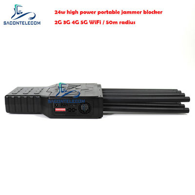 28W High Power 8 Channels Portable Signal Jammer with 50m Radius for Mobile Phone and WiFi Blocking