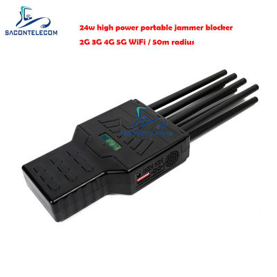 Portable 50m Long Range 8 Antennas Signal Jammer and Mobile Phone Blocker for 2G 3G 4G 5G GPS