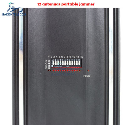 12 Channels 12W Portable Cell Phone Jammer with 15m Jamming Radius for Mobile Signal Blocking