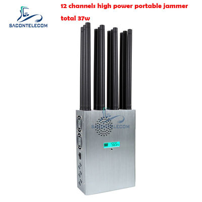 High Power 37W Portable Signal Jammer with 12 Antennas for 2G 3G 4G 5G Blocking