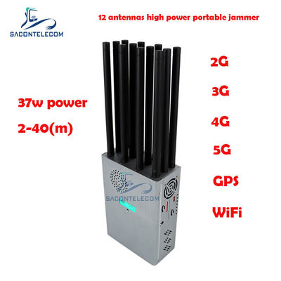 GPSL1 Lojack Portable Signal Jammer with 37W Total Power 12 Bands Coverage and 40m Shielding Radius