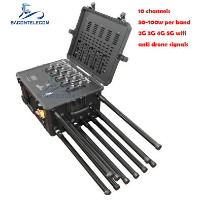 500W High Power Manpack Bomb Jammer with 10 Antennas and 300m Range for Convoy Protection