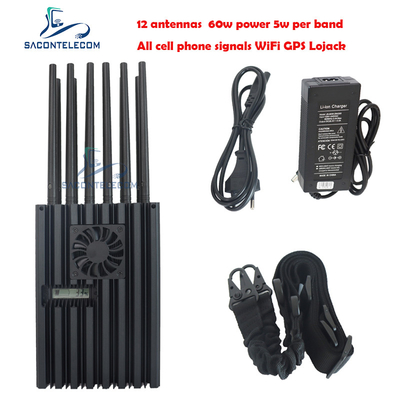 60w 40m Radius Cell Phone Signal Jammer 2G 3G 4G 5G WiFi GPS Lojack