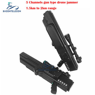 UAV Gun Drone Signal Jammer Blocker with 1500 Meters Range 5 Channels and Built-In Battery