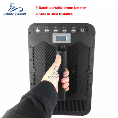 Directional Shield Drone Signal Jammer with 5 Bands 135W Output Power and 2500 Meters Jamming Distance