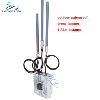 70w Powerful Drone Signal Jammer Outdoor Fixed Waterproof 1.5km Distance