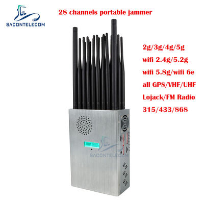 28W Power 27 Antennas Portable Signal Jammer with 25m Jamming Radius for Mobile Phones WiFi GPS FM Radio