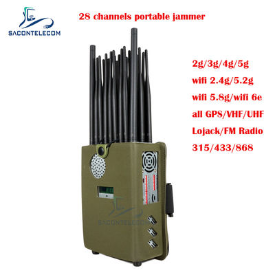 28W Power 27 Antennas Portable Signal Jammer with 25m Jamming Radius for Mobile Phones WiFi GPS FM Radio