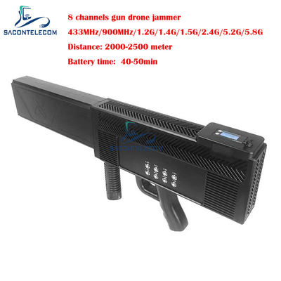 200W 8 Bands Long Range Anti-Drone Gun UAV Jammer with 2000-2500m Jamming Range