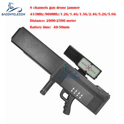 200W 8 Bands Long Range Anti-Drone Gun UAV Jammer with 2000-2500m Jamming Range