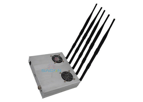 5 Antennas 12 Watt Cell Phone GPS Jammer with Adjustable Output Power for Secure Areas