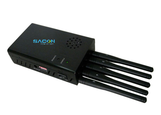 2.5W Output Power 5 Antenna Design Cell Phone Signal Jammer with Fan Cooling System for Office and Secret Places