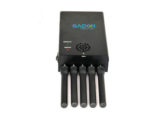 Portable Signal Jammer with 5 Antennas, 2.5W Output Power, and Built-in Lithium Battery for Effective Signal Blocking