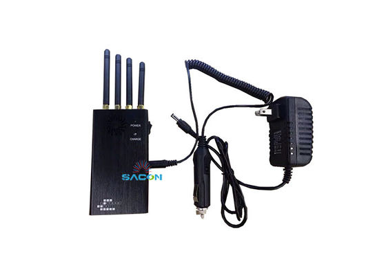 2W Portable Handheld GPS Jammer with 4 Antennas and 5-15M Jamming Range for Mobile and GPS Signals