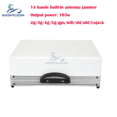 103W 14 Bands Mobile Phone Signal Jammer with Built-in Antennas for 5G WiFi GPS UHF/VHF