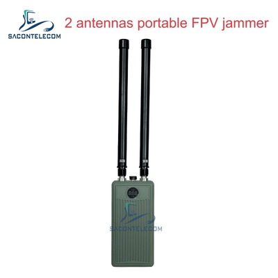 Portable 2 Bands Handheld Anti Drone Jammer with 60W Output Power and 32000Mah Battery