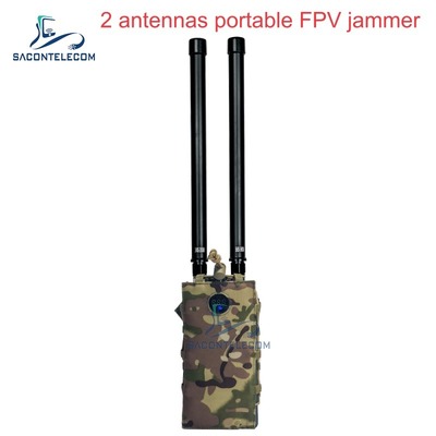 Portable 2 Bands Handheld Anti Drone Jammer with 60W Output Power and 32000Mah Battery