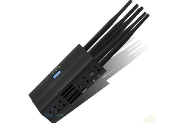 6 Antennas Portable Mobile Phone Jammer with Lithium Battery and 15m Jamming Range
